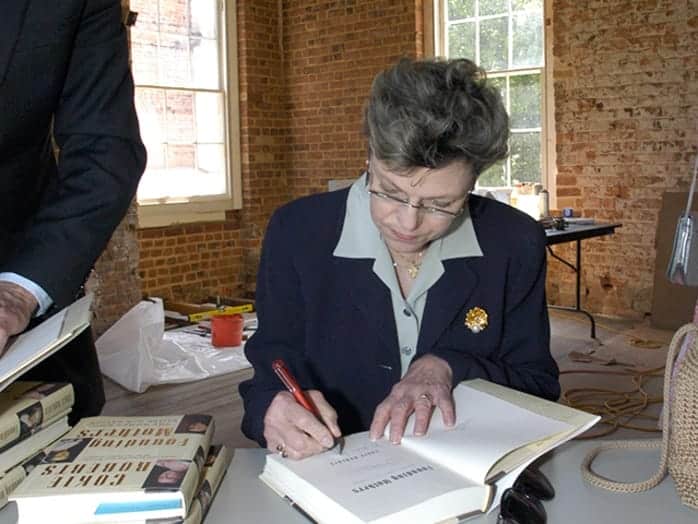 Inside the mansion, Cokie signed copies of her book, "Founding Mothers."