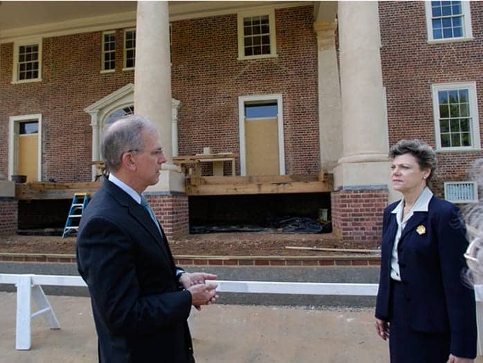 Mike and Cokie in front of the mansion.